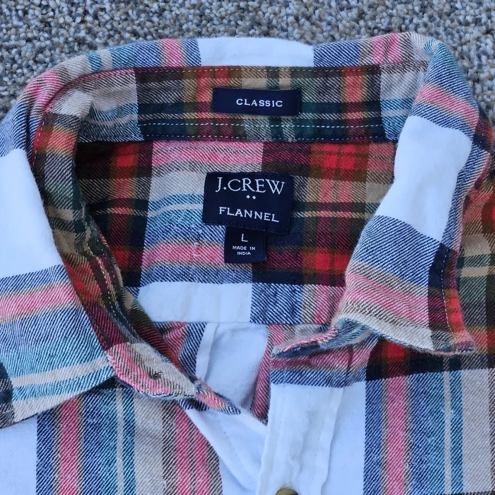 J.Crew Mercantile Classic Fit Long-Sleeve Flannel Red Plaid Shirt LOT Mens Large